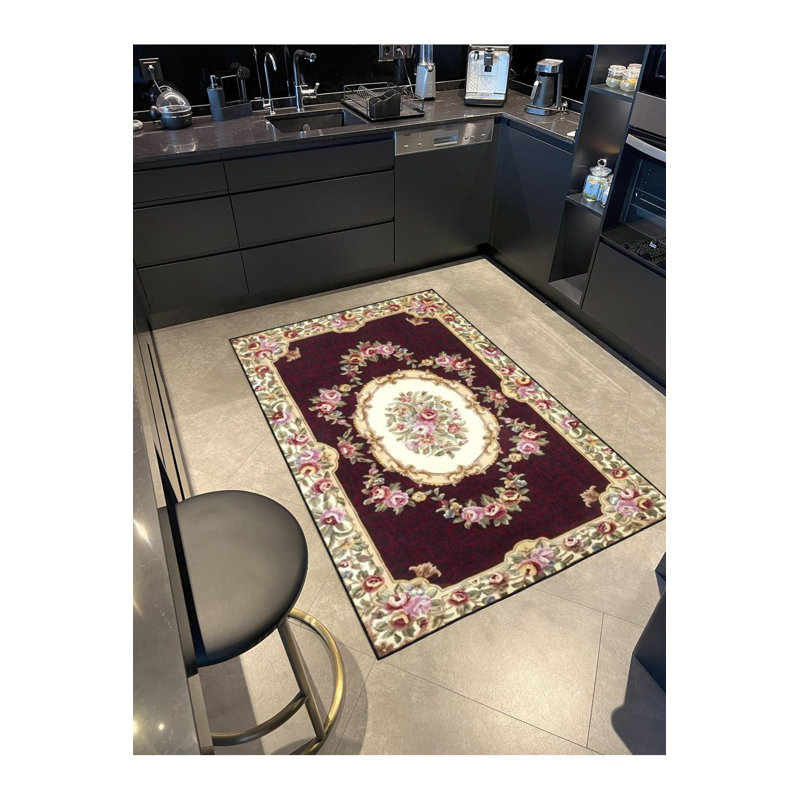 Tapis décoratif géométrique lavable à motif géométrique moderne, Sous-tapis rectangulaire 4 pi 7 po x 6 pi 7 po inc