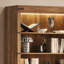 Bibliothèque de 83,4 po de hauteur avec portes, bibliothèque de style campagnard avec tablettes réglables à 3 niveaux, tablettes avec éclairage à DEL, grande armoire de rangement pour le salon, bureau à domicile