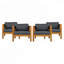 Ensemble de 4 fauteuils club d'extérieur en bois d'acacia durable avec coussin imperméable et finition élégante en teck pour une assise confortable-1996531350