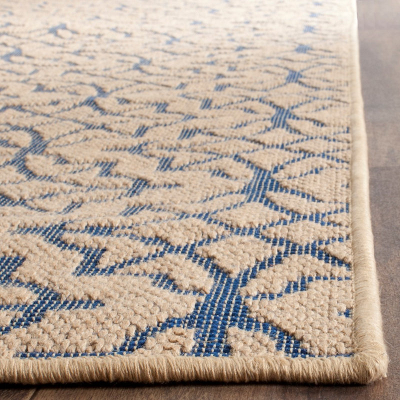 Tapis brun / bleu en jute tissé à la main Andressa, Rectangle 3 pi x 5 pi