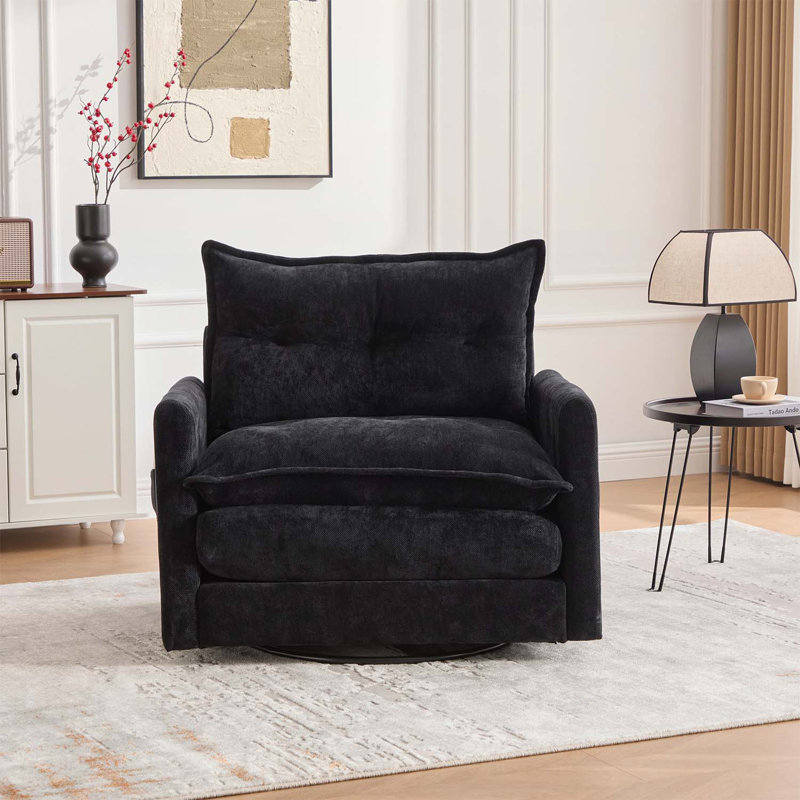 Fauteuil demi-tonneau pivotant de style Mid-Century moderne, Noir