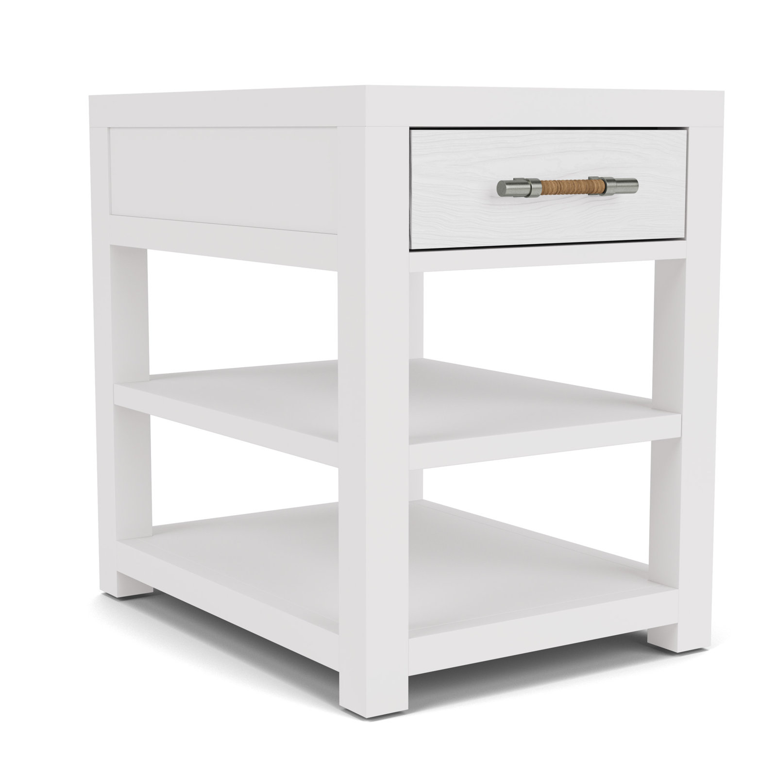 Silvia White Round End Table, White