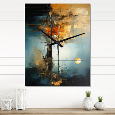Horloge murale Teal Orange Bold Energy I - Abstract Collages