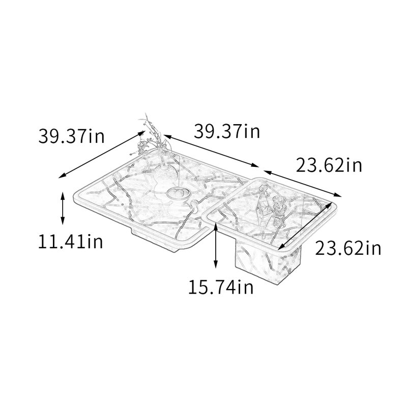 Ensemble de tables basses Living Slate, H 11,41 po x L 39,37 po x l 39,37 po, Noir