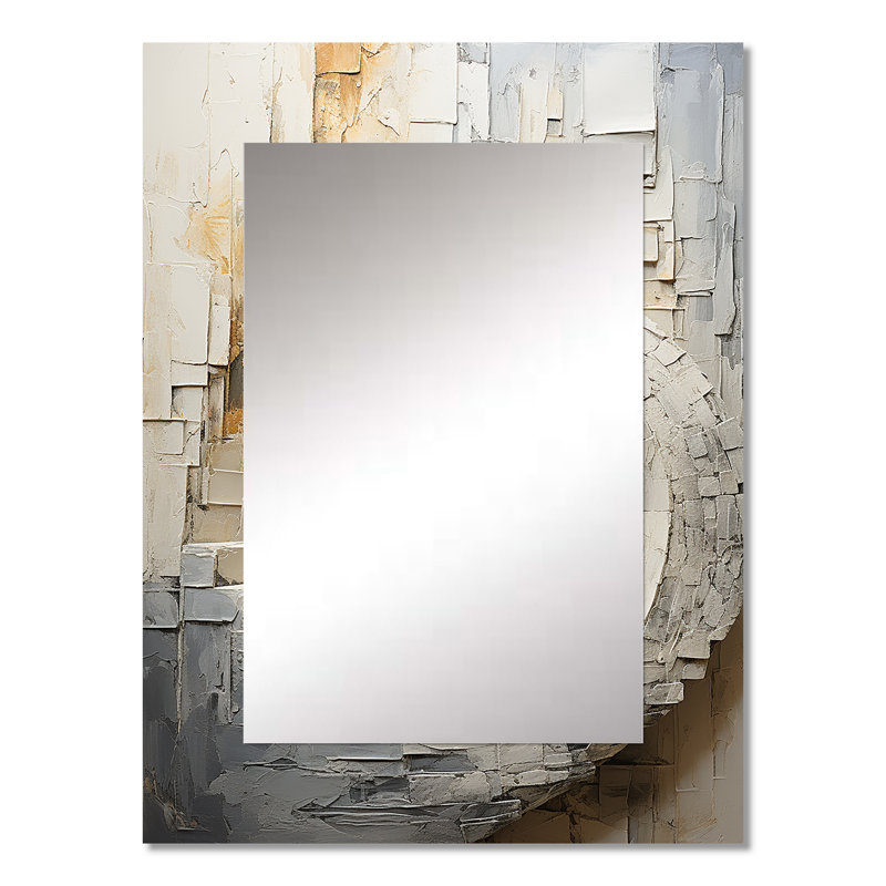 Or blanc intemporel tour - abstrait spirales miroir, miroir mural décoratif moderne, art imprimé en métal, 32 po x 24 po