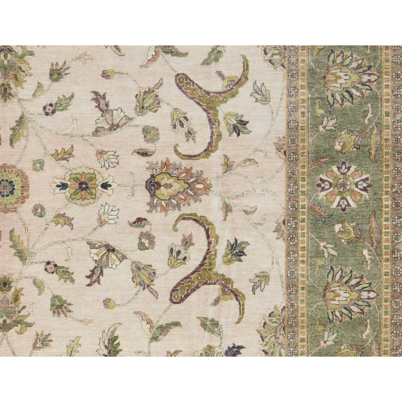 Hand-Knotted High-Quality Beige and Gold Area Rug