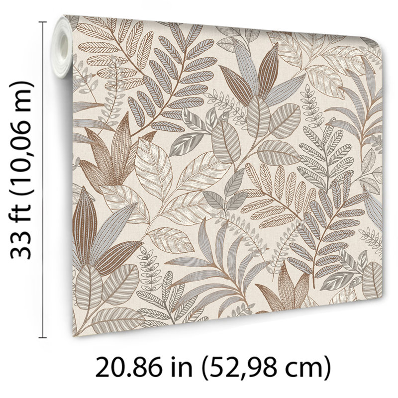 Papier peint taupe Allure Foliage, Taupe
