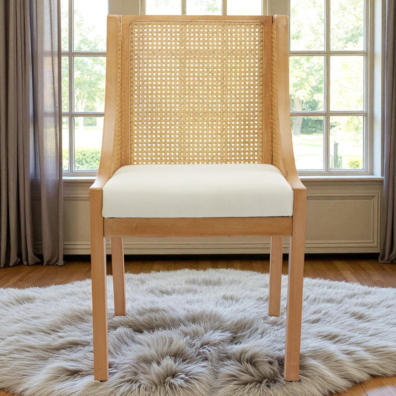 Chaises de salle à manger rustiques en bois de style rotin, Beige