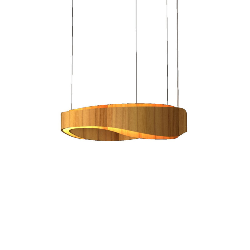Luminaire suspendu Horizon Accord DEL, H 8,07 po x l 23,62 po x P 23,62 po, Teck