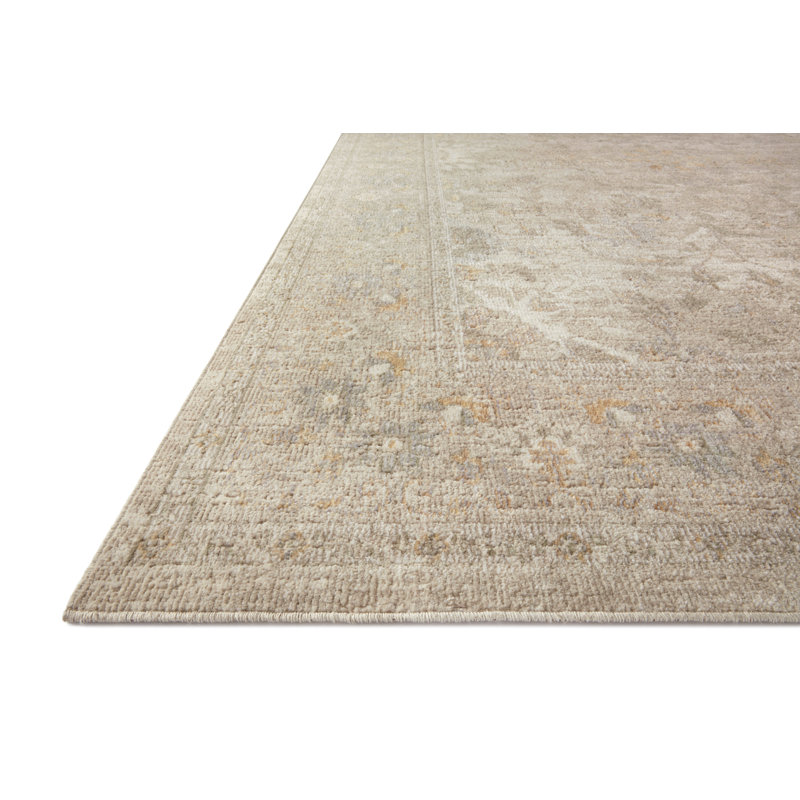 Ivory and Natural Rectangular Stain-Resistant Area Rug