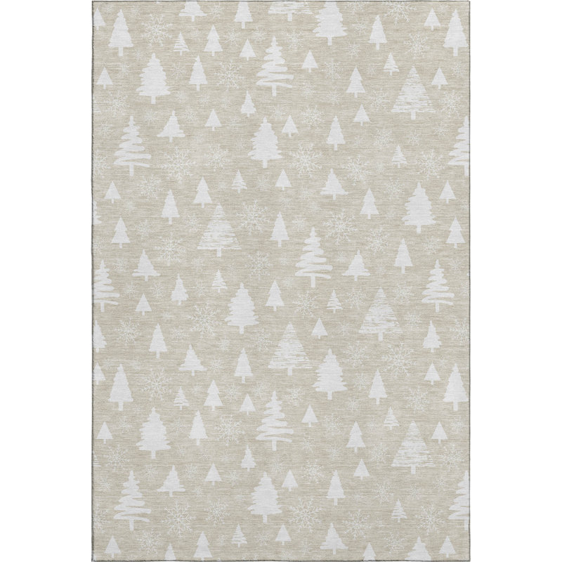Premium Machine Washable Mayfield AMF1815 Christmas Trees Rug, Rectangle 3' x 5'