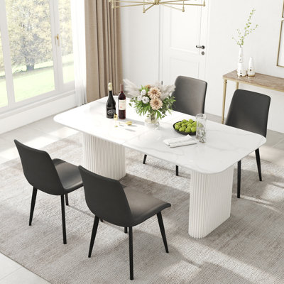 Modern 70.07 " Rectangular Double Pedestal Dining Table Set