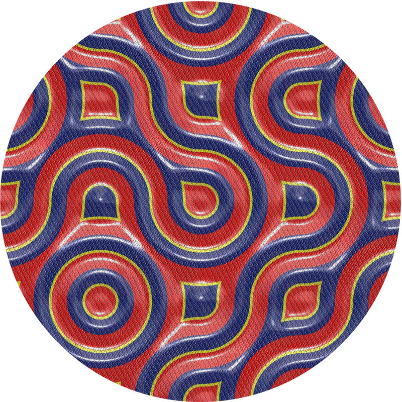 Tapis rouge/noir tissé à la machine, Rond 4 pi