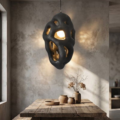 Sculptural Pendant Light Irregular Hollow  Textured Hanging Lamp With 1.5m Adjustable Cord Modern  Biomorphic Pendant Lighting For Kitchen