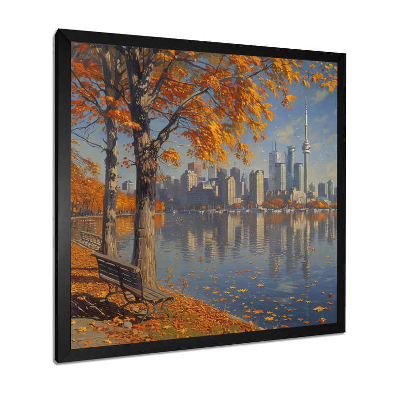 Réflexions d'automne à Toronto - décor mural de la ville de Toronto, Toile encadrée noire simple