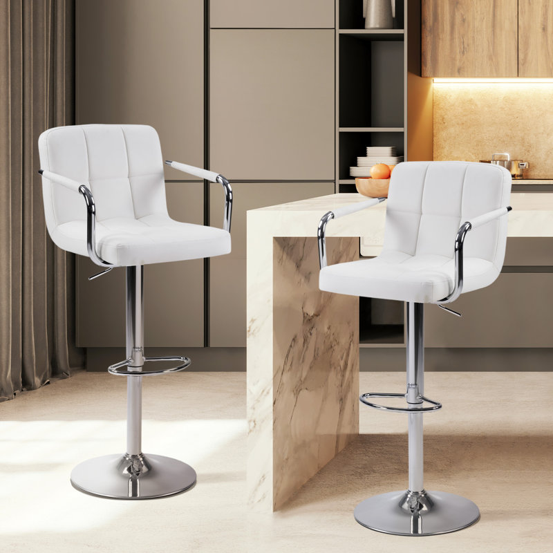 Tabourets de bar industriels pivotants avec accoudoirs, tabouret de comptoir ergonomique en similicuir pour îlot de cuisine et bar pour la maison
