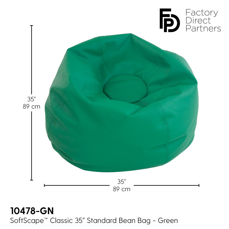 SoftScape Classic Bean Bag, 11" H x 22" W x 22" D, Green