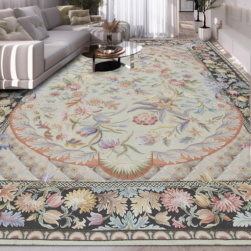 Hand-Knotted High-Quality Green and Brown Area Rug