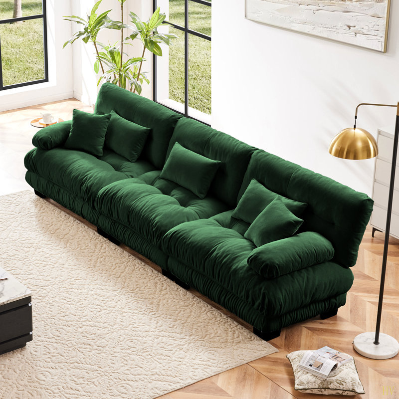Canapé modulaire 3 places à assise profonde et canapé modulaire, canapé en chenille, meubles rembourrés doux et confortables pour salon, appartement, studio, bureau, chenille