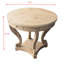 Table d'appoint ronde, style, petite taille, pieds courbés, aspect vieilli, bois naturel, 2 tiroirs de rangement, finition repas de style construction et placage de bois de sapin