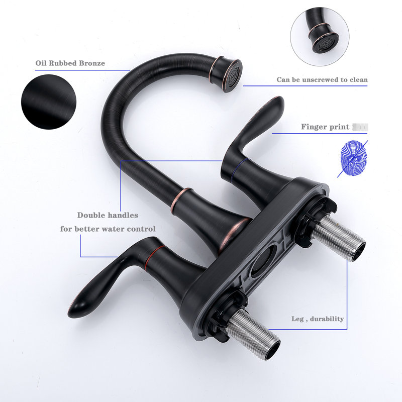 2 robinets de lavabo en bronze huilé - bon fonctionnement et utilisation à long terme, Matte Black