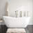 Sheba 72" Solid Surface Soaking Double Slipper Freestanding Tub with Integrated Drain and Overflow