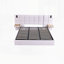 Lit plateforme tapissier hydraulique avec rangement en velours avec 2 tablettes, 2 lampes de lecture et port USB-2904567
