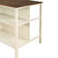 Îlot de table de salle à manger en bois massif rustique 45 po noyer et blanc crème avec 2 tablettes ouvertes pour espaces compacts