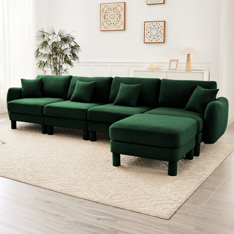 4 Boucle Fabric Convertible L Shape Sectional With Distinctive , Removable And Wrapped Cylindrical Legs, Great For Relaxing 4, Fabric, Convertible, Couch, Unique , Small Spaces