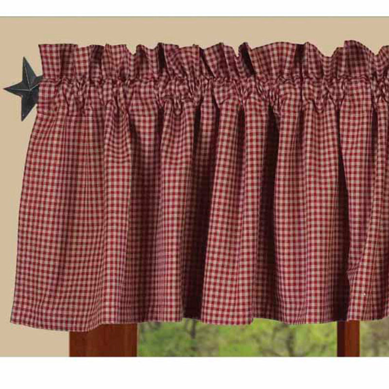 Cahaba Cotton Blend Gingham Window Valance, Barn Red