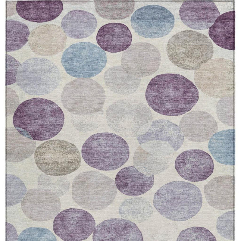 Tapis extérieur lavable à motif géométrique 9 pi x 12 pi beige et bleu denim