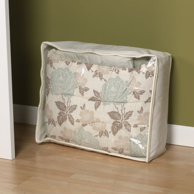 Canvas Blanket Storage Bag, Cotton-Blend Durable Canvas, 3 Sided Zipper with Clear Windowed Top