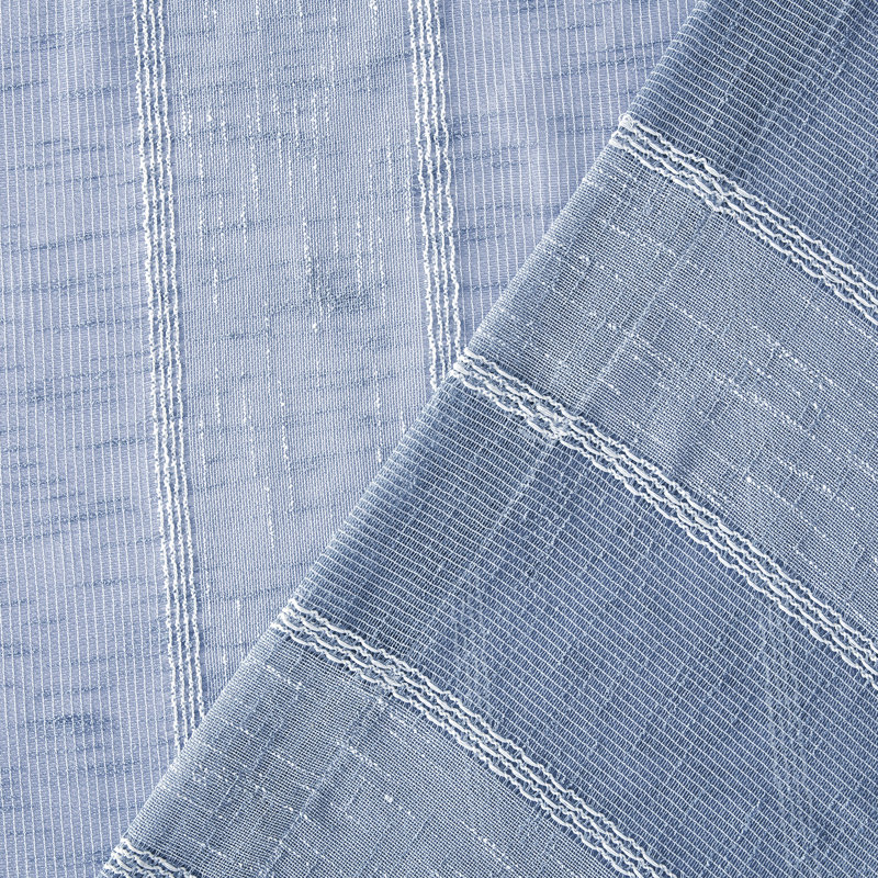 Panneaux de rideaux semi-transparents à rayures, Denim, L 38 po x L 96 po