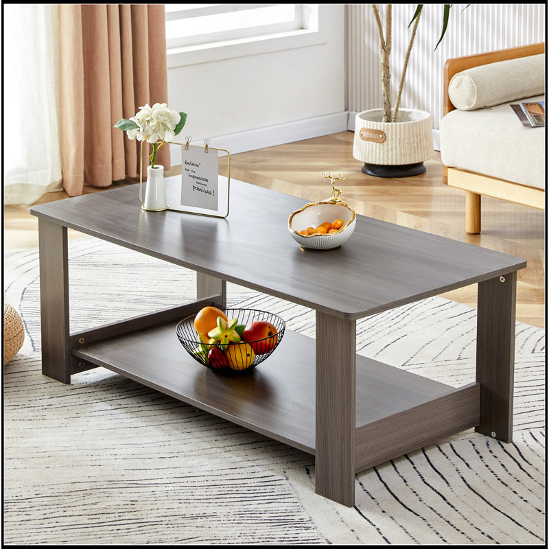 Table basse moderne et pratique à double couche pour une utilisation polyvalente dans une pièce, Gris