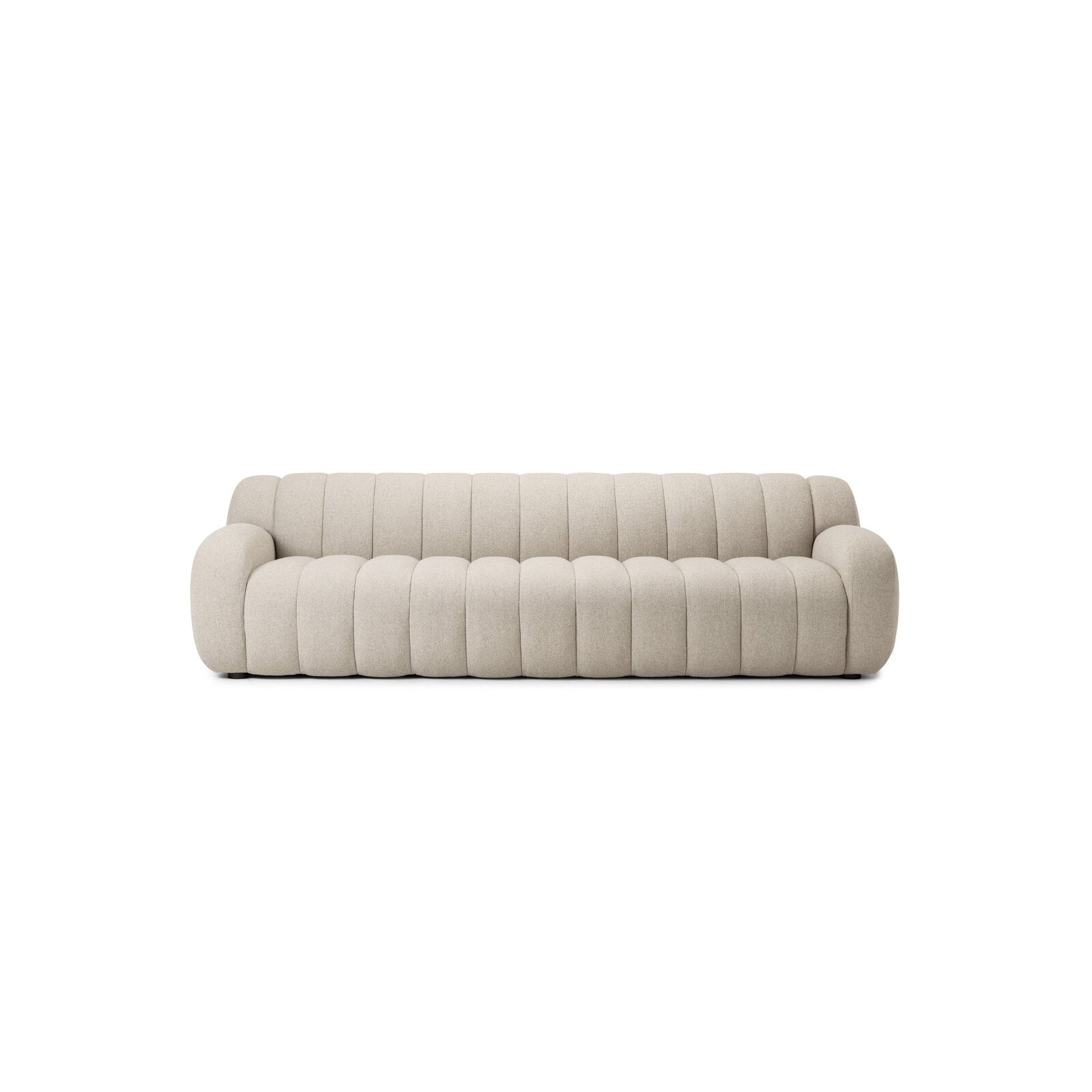 Flora 104" Channel Tufted Sofa, Weslie Flax Performance Textured Weave