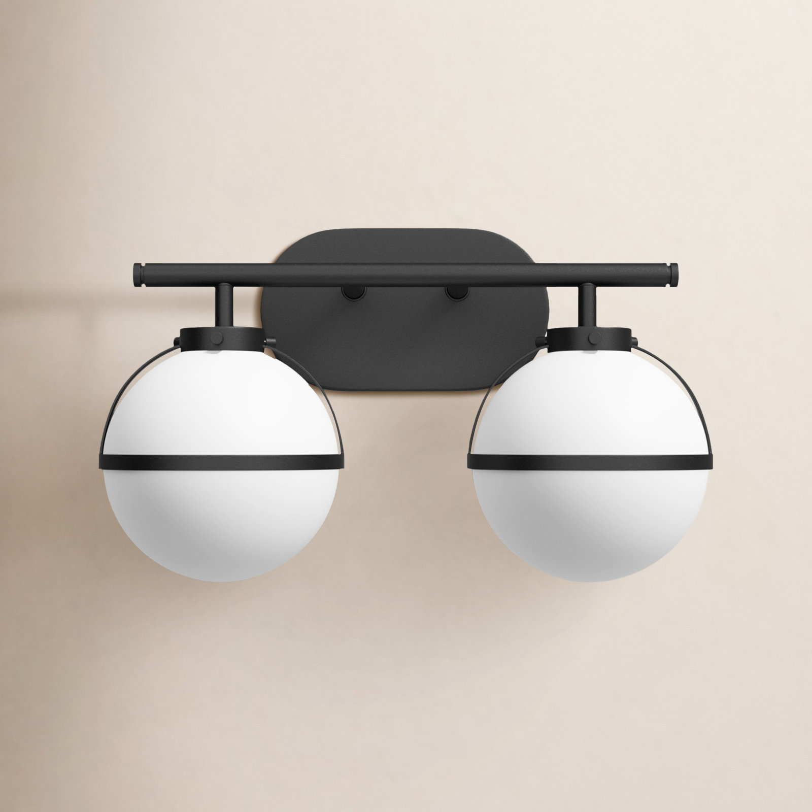 Adneta 2 Light Frosted Dimmable Vanity Light, Black
