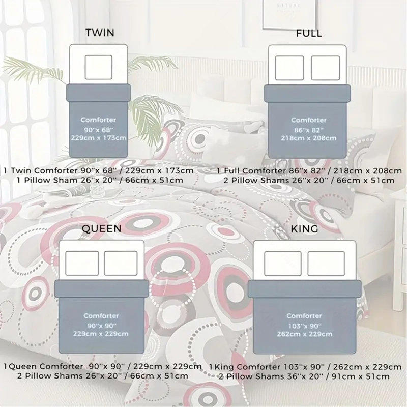 Ensemble de courtepointe 3 pièces grand, Courtepointe grand + 2 couvre-oreillers standard, Motifs géométriques gris