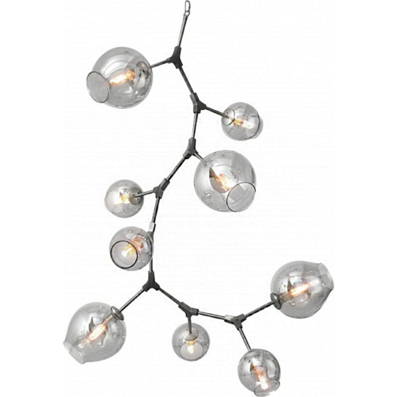 Lemaster 9-Light Chrome Modern Linear Chandelier With Glass Globes