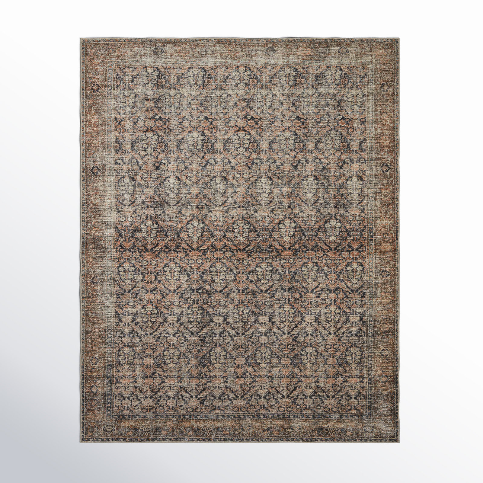 Billie Oriental Ink / Salmon Area Rug, Rectangle 7'6" x 9'6"