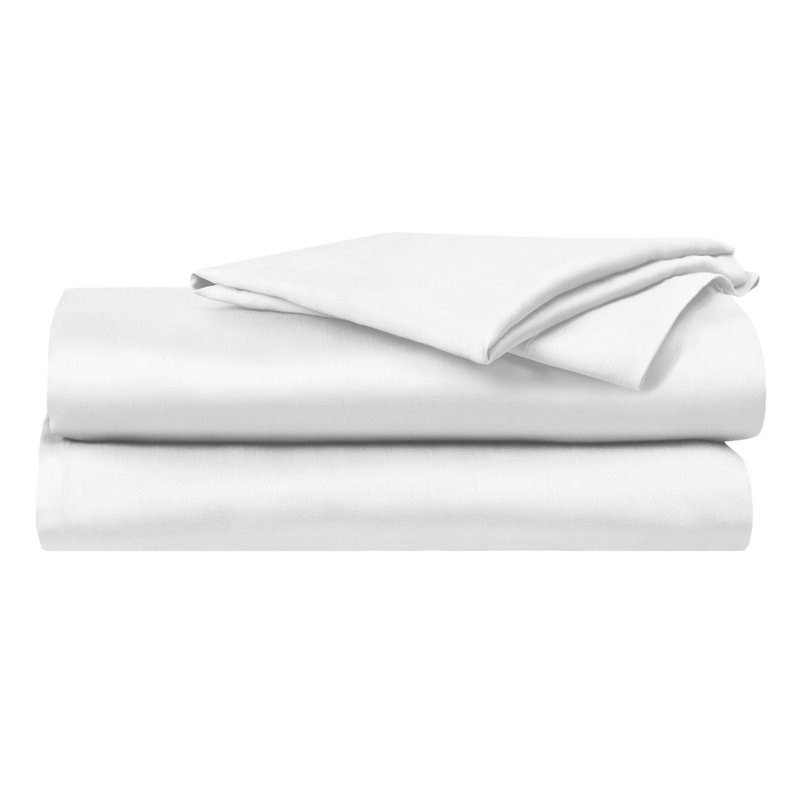 Ensemble de draps Delara 100% en viscose dérivée de bambou, Ensemble de draps pour lit simple avec 1 taie d'or, Blanc