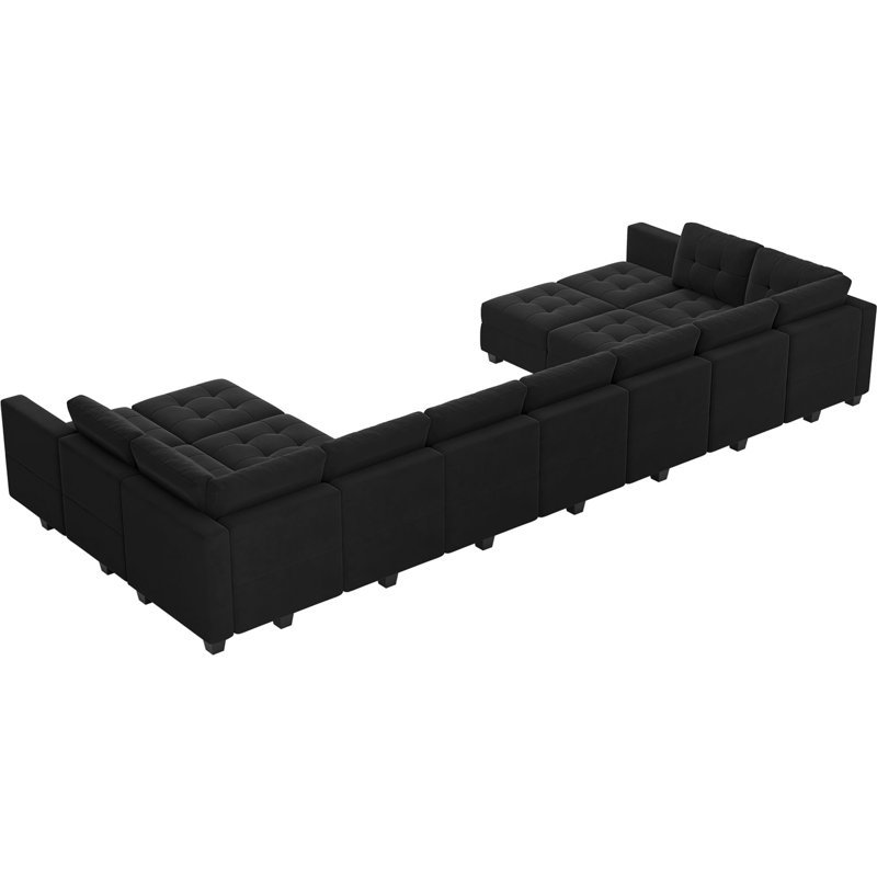 Canapé modulaire rembourré 16 pièces Soneson, Velours noir
