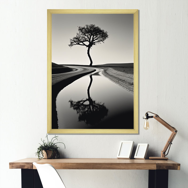 Décoration murale Minimalist Zen Scenery III - Centrales électriques, Cadre photo doré simple, H 44 po x l 34 po x P 1,5 po