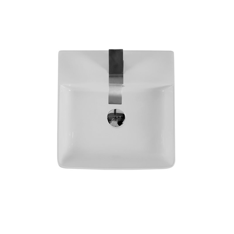 Lavabo de comptoir de salle de bain moderne en céramique - Finition essentielle au design élégant blanc