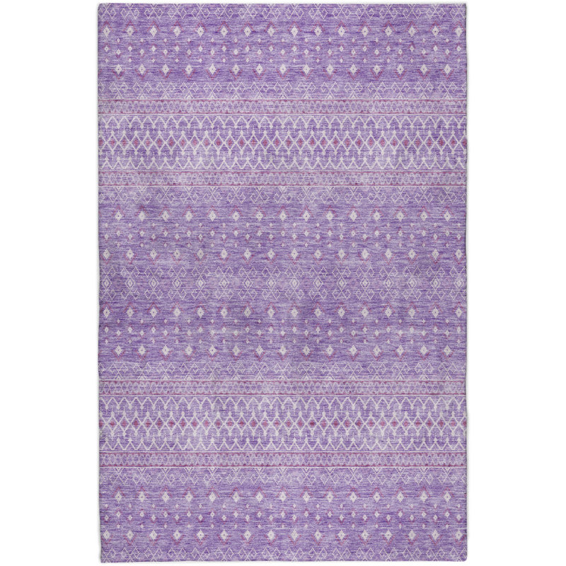 Tapis bohème ADS709 de qualité supérieure lavable à la machine, Lavande, 3 pi x 5 pi
