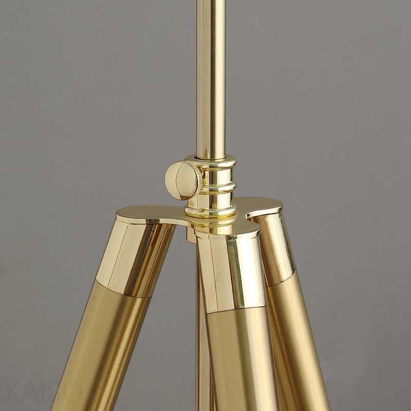 Lampe de table à trépied moderne réglable en laiton / or brillant de 35,5 po à 25,75 po de hauteur pour salon, table de chevet, lampe de chevet pour chambre à coucher, lampe à DEL