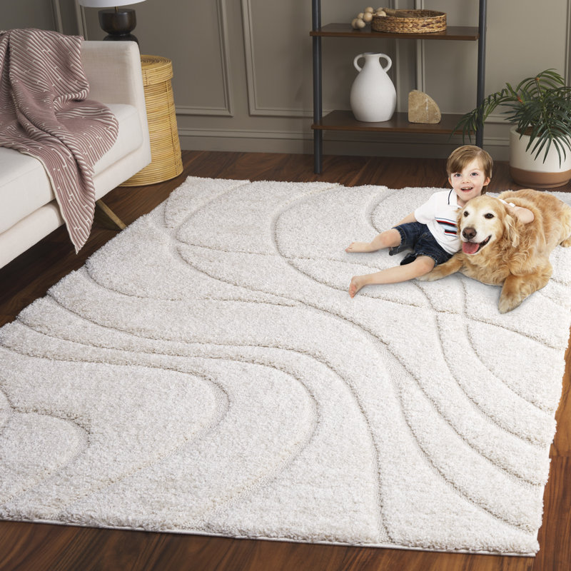 Reidy Machine Woven Polypropylene Beige Rug, Rectangle 61 x 91 cm