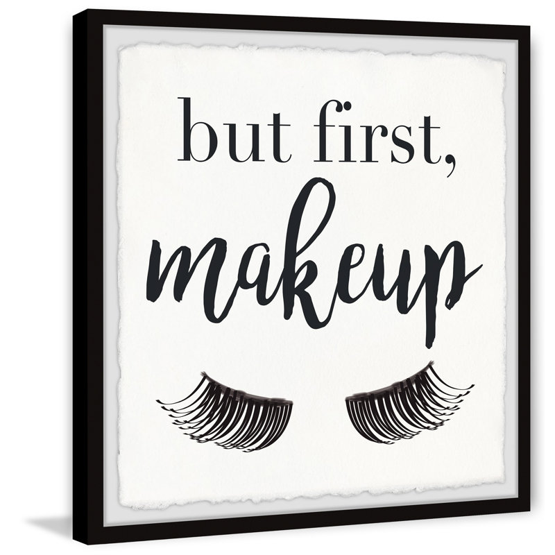 « makeup first »-impression, H 32 po x l 32 po x P 1,5 po, Cadre noir à bords frangés