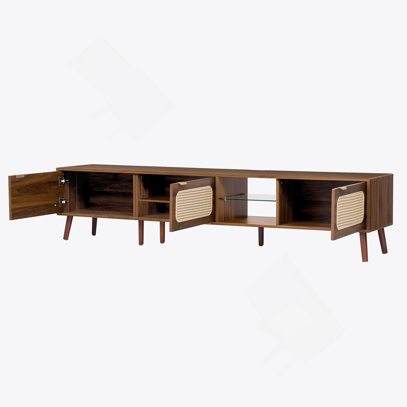 Meuble télé 78 po pour téléviseur 75/80/85 po, console avec amplement de rangement pour le salon, la chambre à coucher, centre de divertissement avec tablette ouverte
