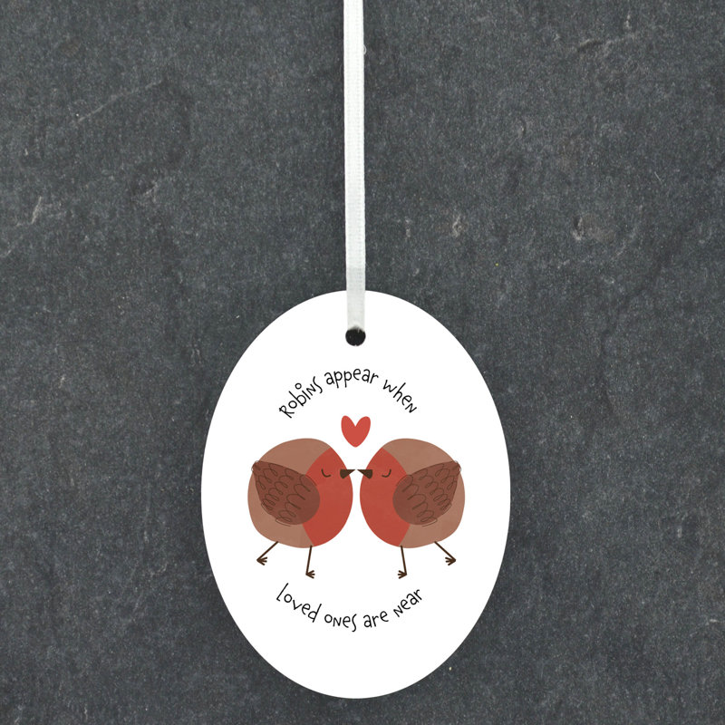 Sanson Robin Robins Appear Loved Ones Near Oval Shaped Ceramic  Ornament