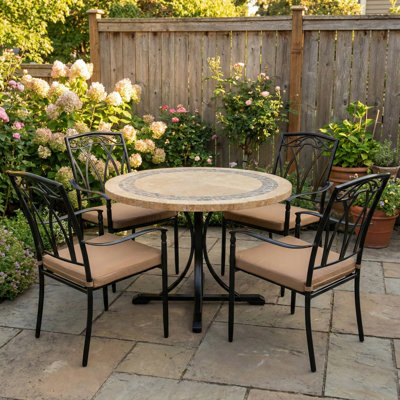Vermont Stone Dining Table with 4 ASCOT Chairs Garden Set
